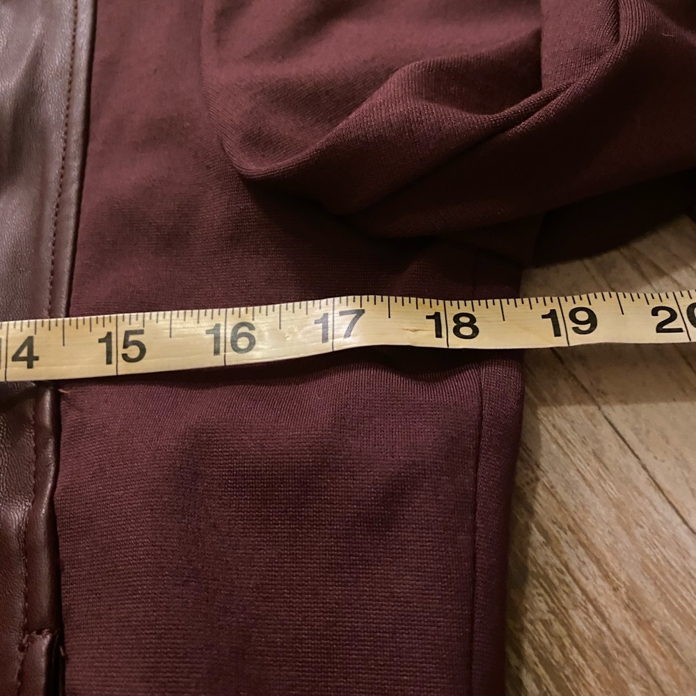 Kut from the Kloth Womens Draped Faux-Suede & Leatherette Jacket Burgundy - Picture 5 of 8
